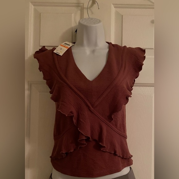 American Rag Cross Front Ruffle Knit Top - Picture 2 of 4